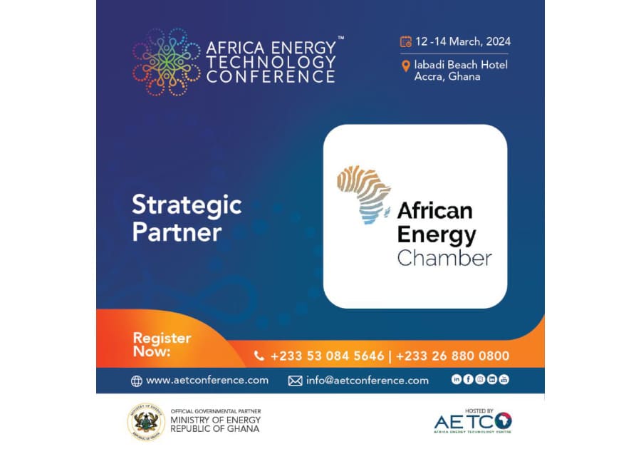 Announcement graphic naming the African Energy Chamber as Strategic Partner of the 2024 Africa Energy Technology Conference