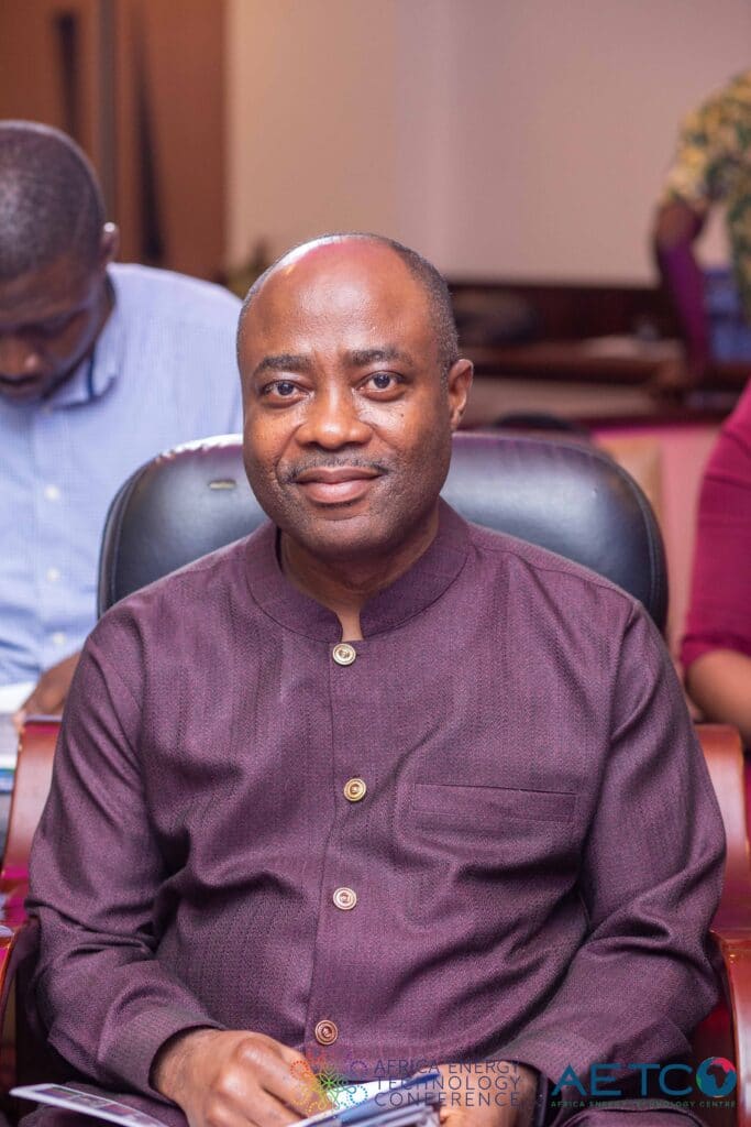 A guest in a burgundy shirt listens at the press launch of the first Africa Energy Technology Conference, Alisa Hotel, Accra, June 2023