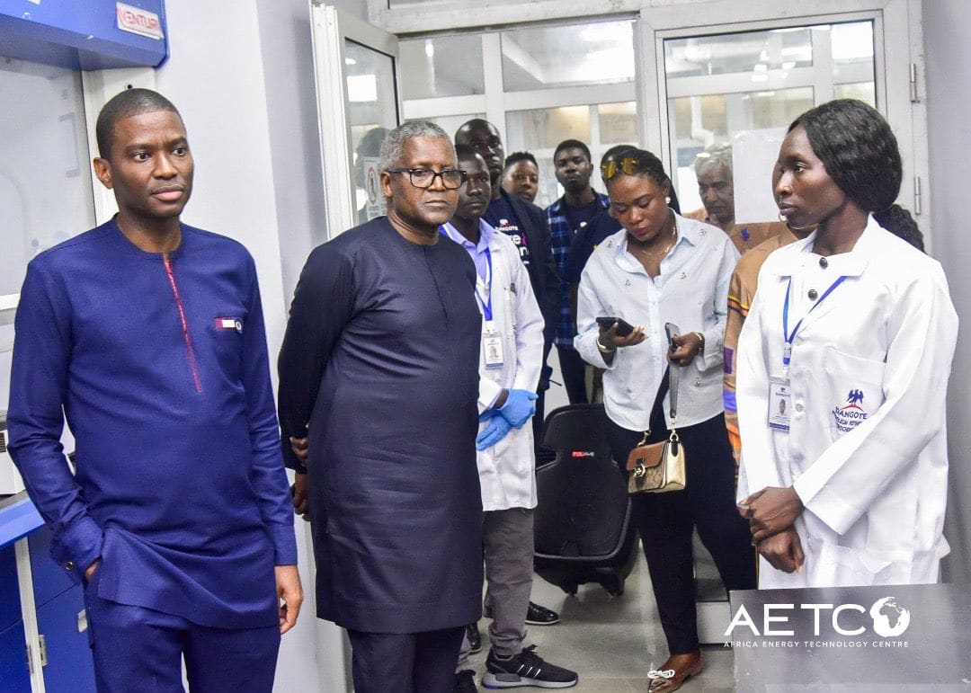 A group of visitors gathers for a photograph on a visit to the Dangote Petroleum Refinery, Lagos, 2024