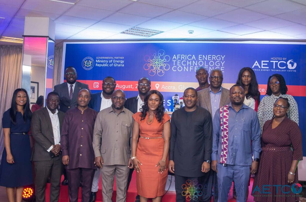 Guests and speakers line up for a group photograph at the press launch of the first Africa Energy Technology Conference, Alisa Hotel, Accra, June 2023