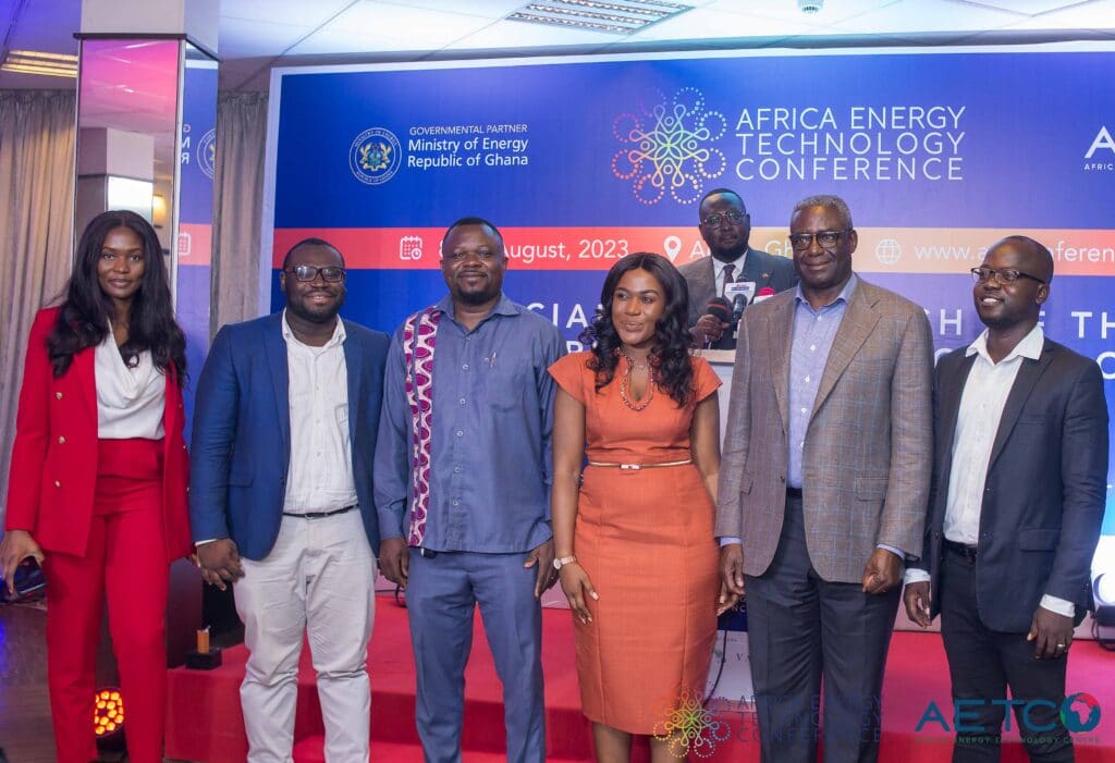 Guests and speakers pose for a group photograph at the press launch of the first Africa Energy Technology Conference, Alisa Hotel, Accra, June 2023
