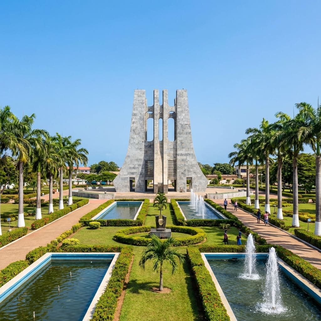 An AI-generated illustration of Kwame Nkrumah Memorial Park