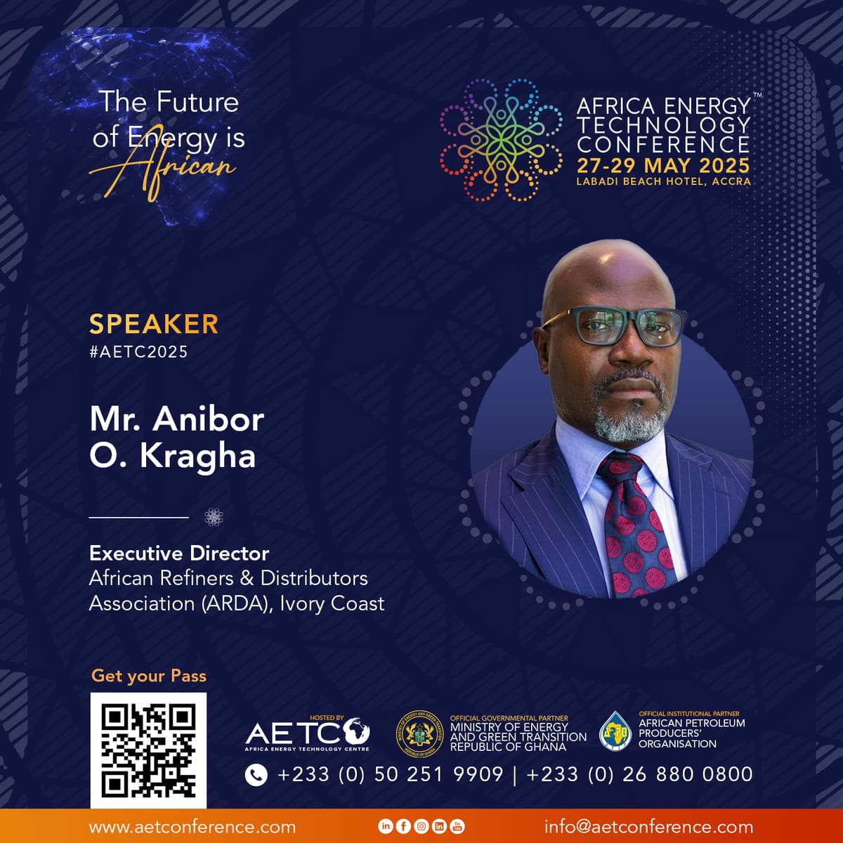 Speaker graphic for AETC 2025: Anibor O. Kragha, Executive Secretary of the African Refiners & Distributors Association (ARDA)