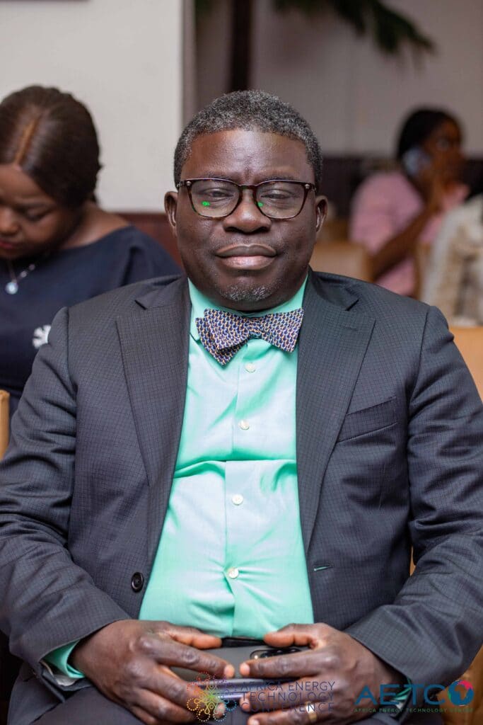 A guest in a dark jacket listens from the audience at the press launch of the first Africa Energy Technology Conference, Alisa Hotel, Accra, June 2023