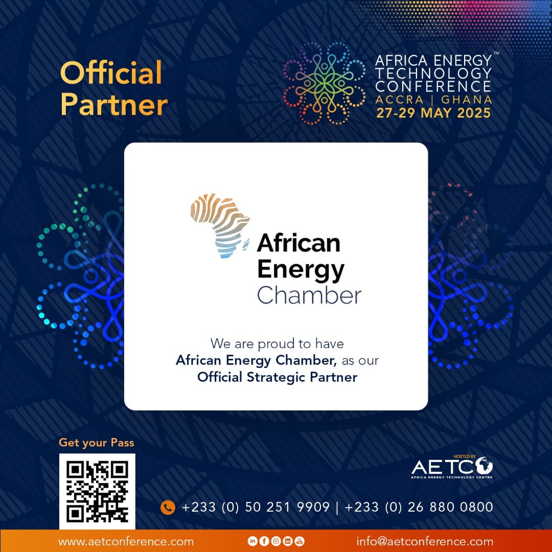 Announcement graphic naming the African Energy Chamber as the Official Strategic Partner of AETC 2025