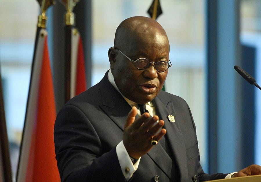 President Nana Addo Dankwa Akufo-Addo speaks, in glasses and a dark suit