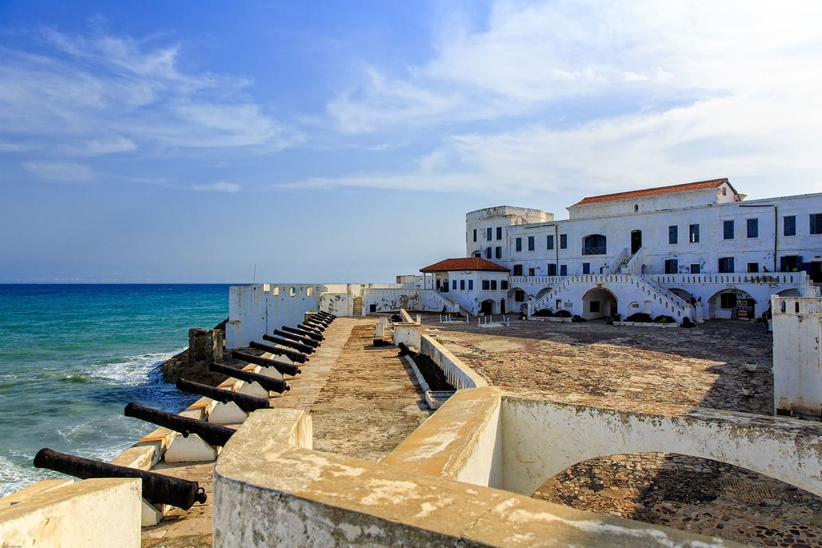 Cannons on the ramparts of Cape Coast Castle, facing the Atlantic