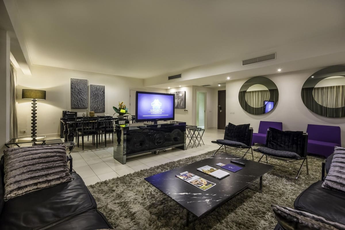 The lounge of a suite at Labadi Beach Hotel