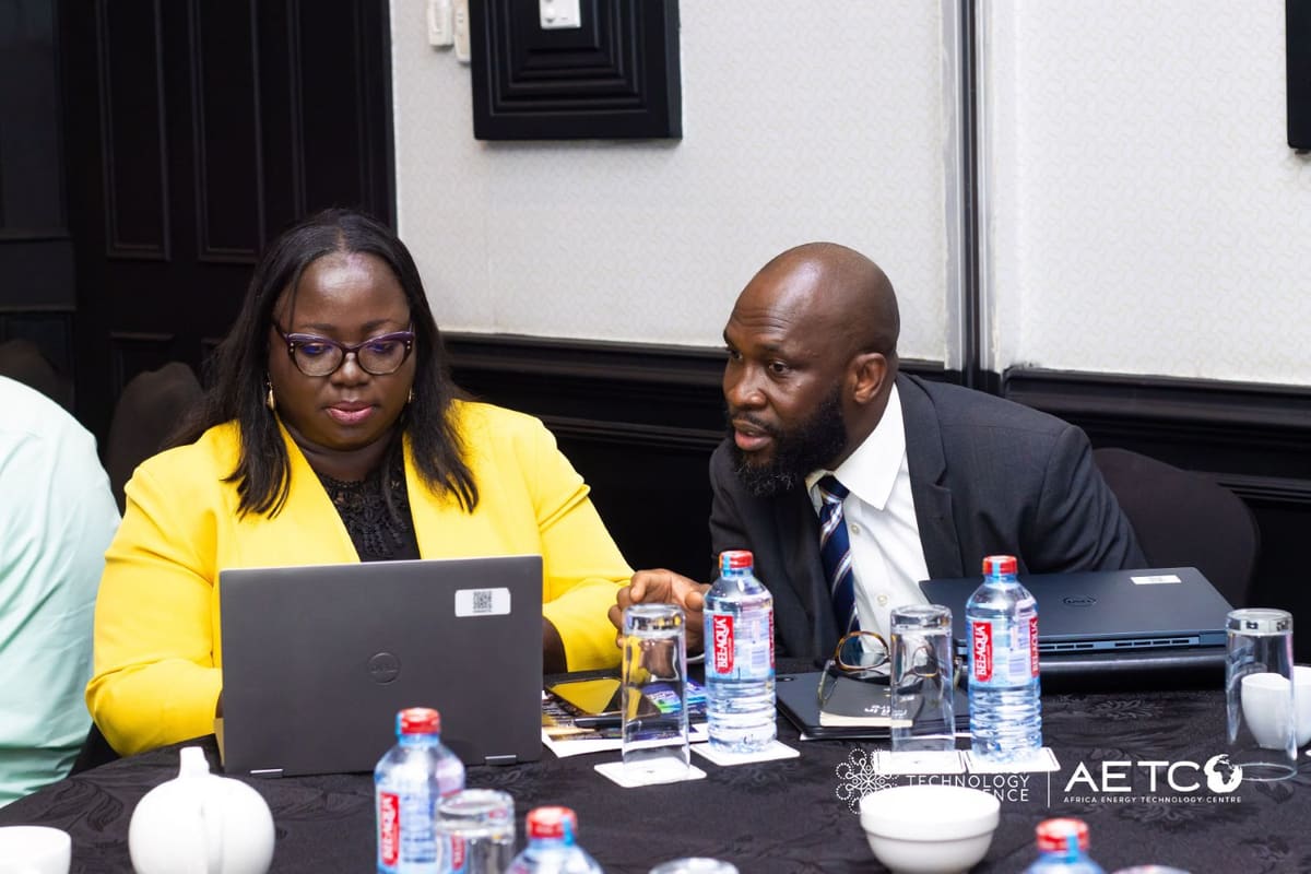 A guest works on a laptop at her table at the Centre's breakfast meeting for AETC 2025, Labadi Beach Hotel, Accra, November 2024